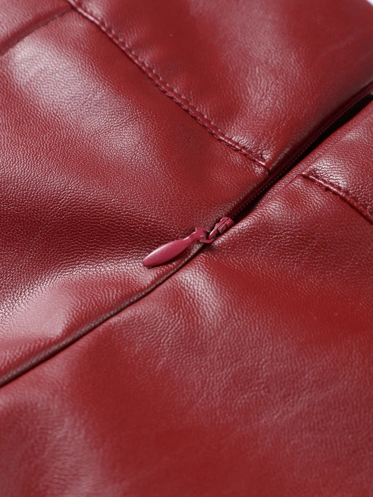 Alicia – Retro Wijde Dames Leren Flared Broek