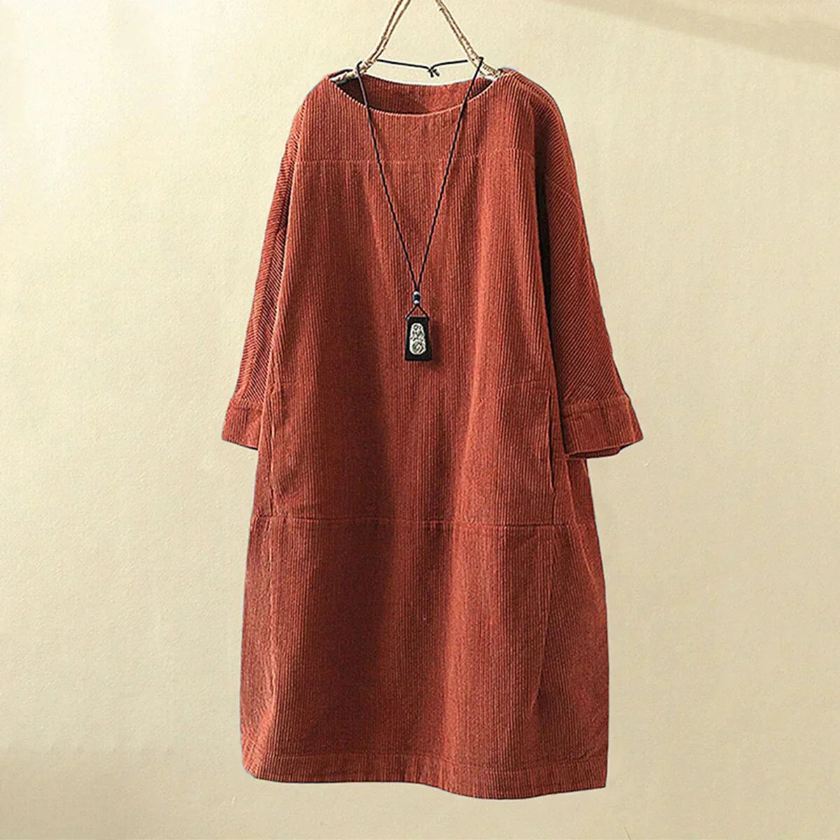 Mirella – Zachte Corduroy Retro Jurk voor Vrouwen