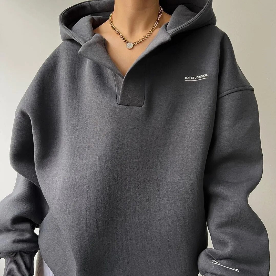 Elena – Oversized Dames Hoodie met Kraag