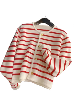 Isabella – Gestreept Gebreid Damesvest voor Lente
