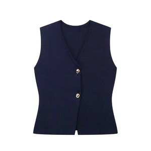 Clara – Mouwloos Dames Gilet Top met Knoopsluiting