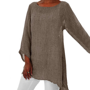 Chiara – Luchtige Dames Linnen Blouse met Halve Mouw
