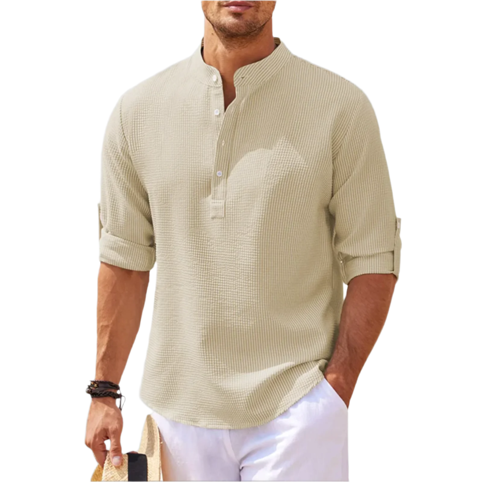 Lorenzo – Stretch-Fit Heren Henley Shirt