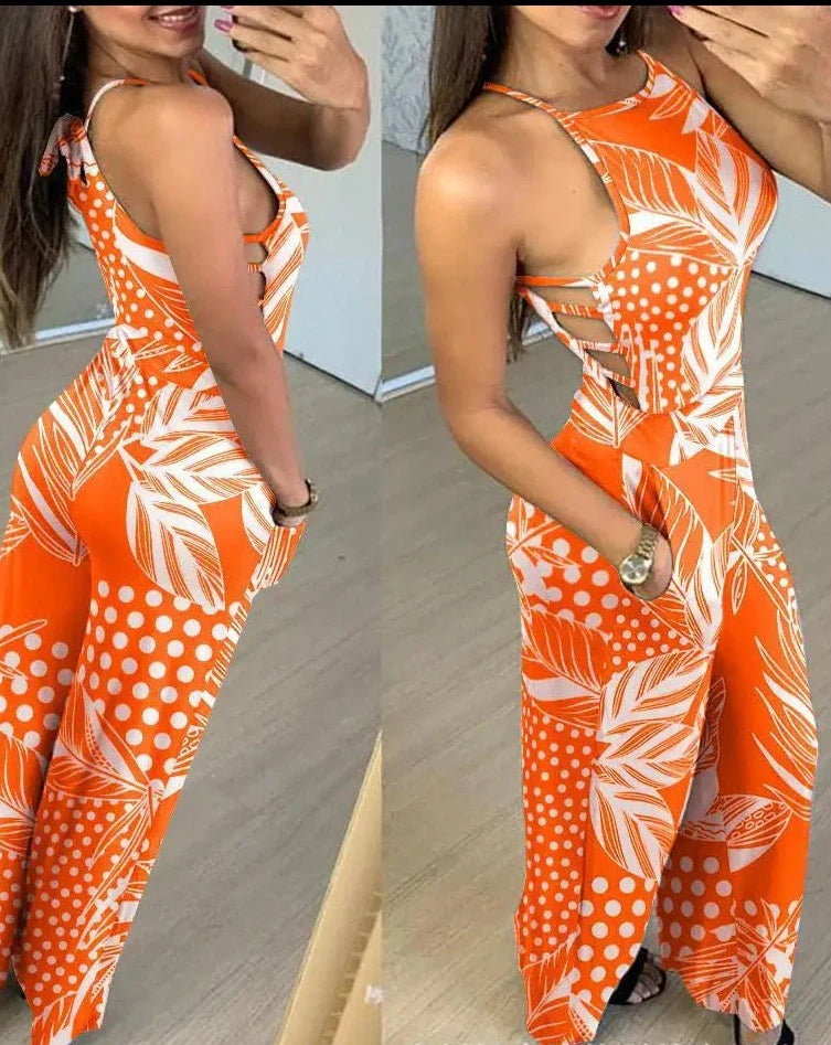 SofiaLux Sexy Halter Wijd uitgesneden jumpsuit