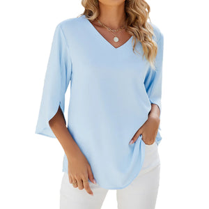 Akira – Luchtige V-Hals Chiffon Blouse voor Dames