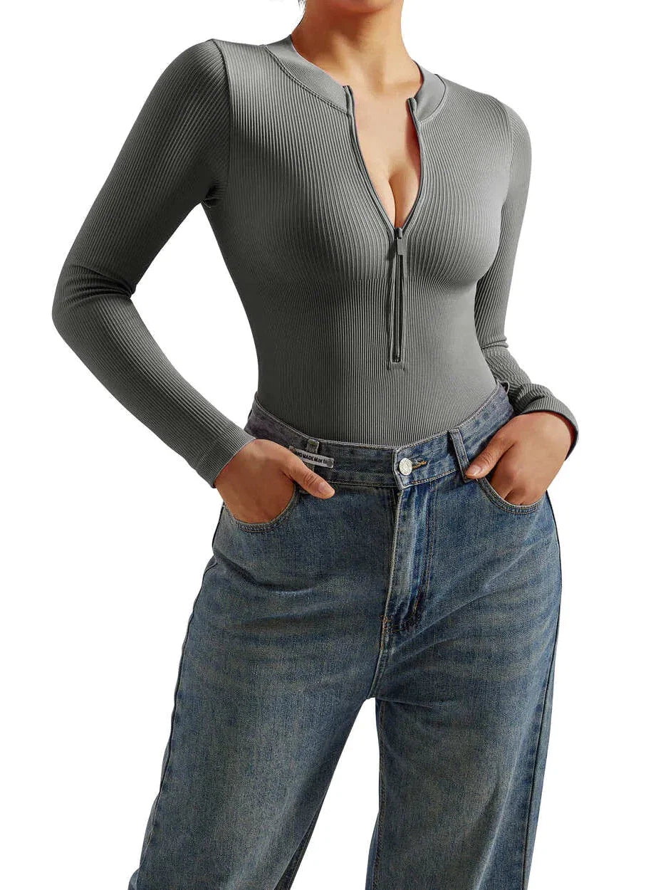 Massimo Dames Bodysuit Naadloos met Lange Mouw