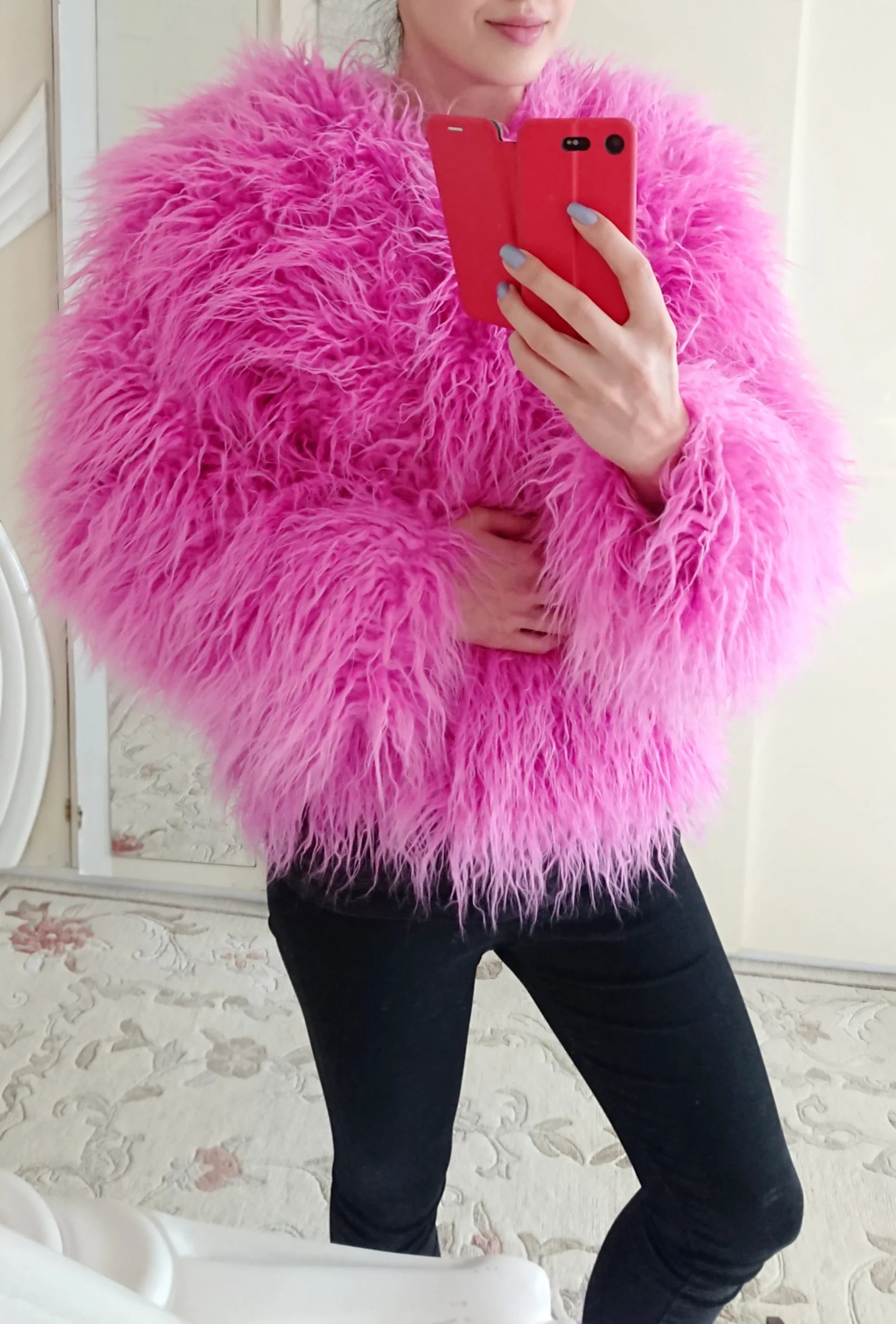 Elisa – Levendige Unisex Festival Faux Fur Jas