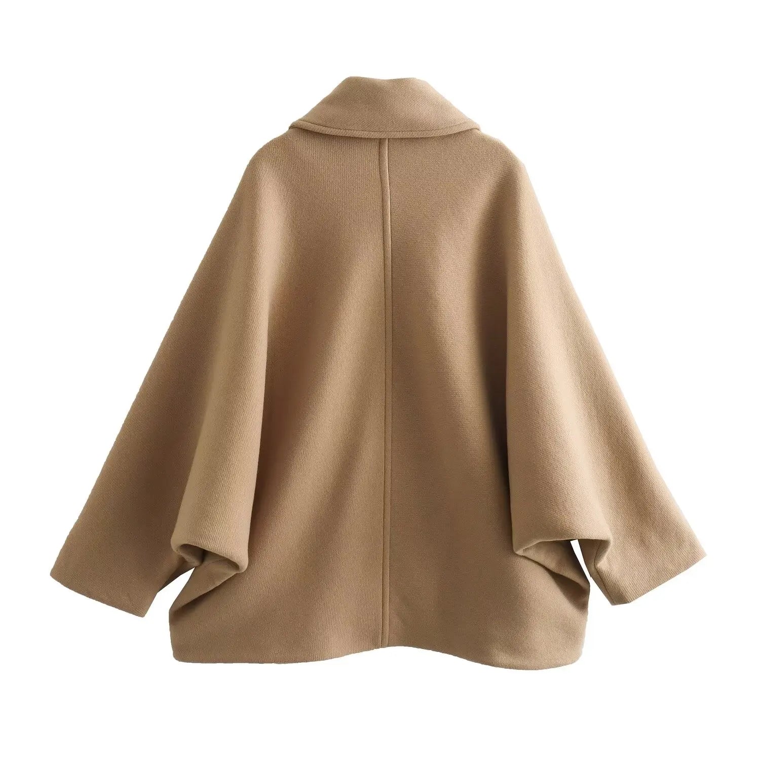 Isabella – Elegante Dames Cape met Knopen en Wolblend