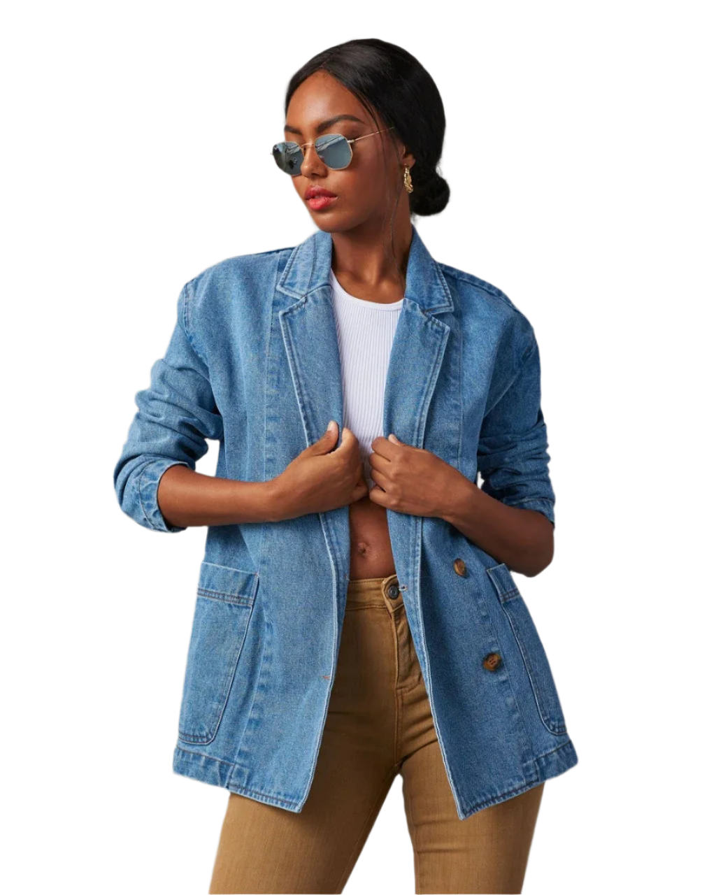 Velano – Vintage Blauwe Dames Denim Blazer