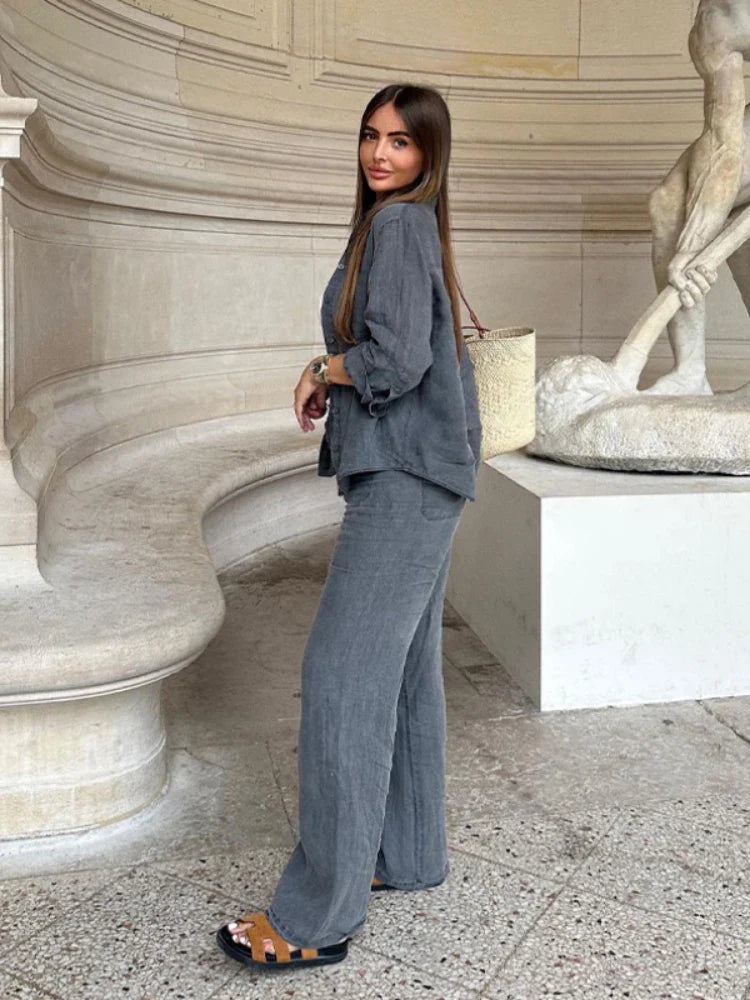 SofiaRanieri – Elegante effen damesbroek met hoge taille