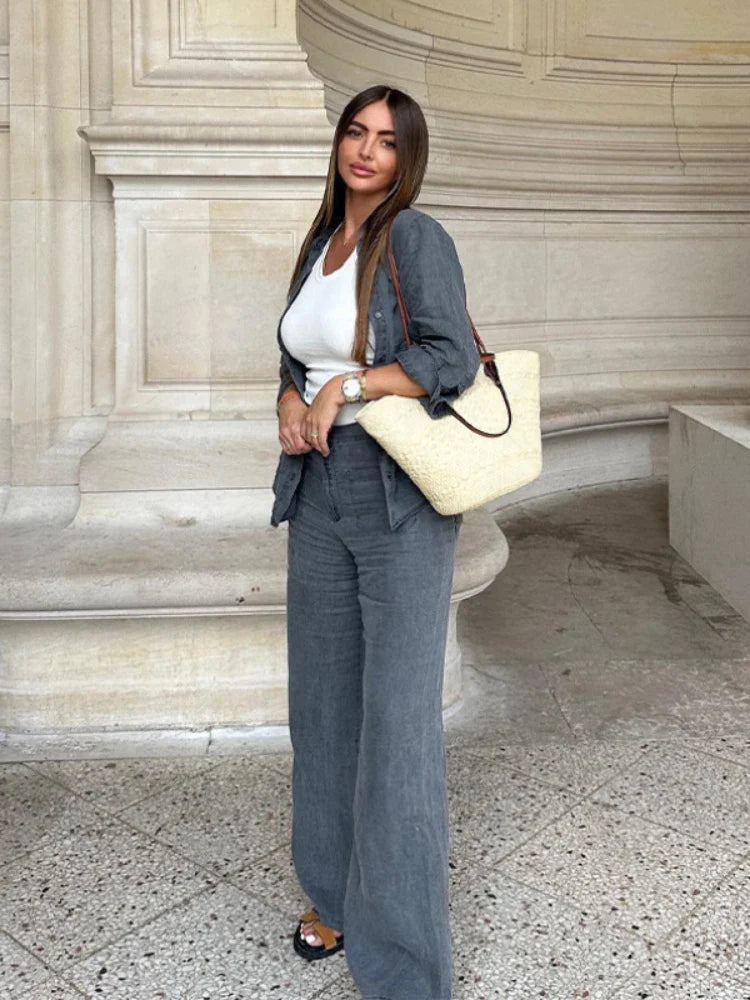 SofiaRanieri – Elegante effen damesbroek met hoge taille