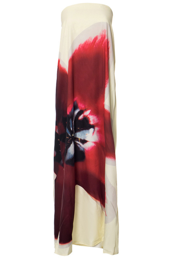 Isabella – Straploze Maxi Jurk met Gedurfde Bloemenprint