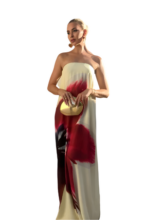 Isabella – Straploze Maxi Jurk met Gedurfde Bloemenprint