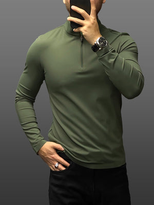 Francesco Miglia™ - Half zip mock neck tee