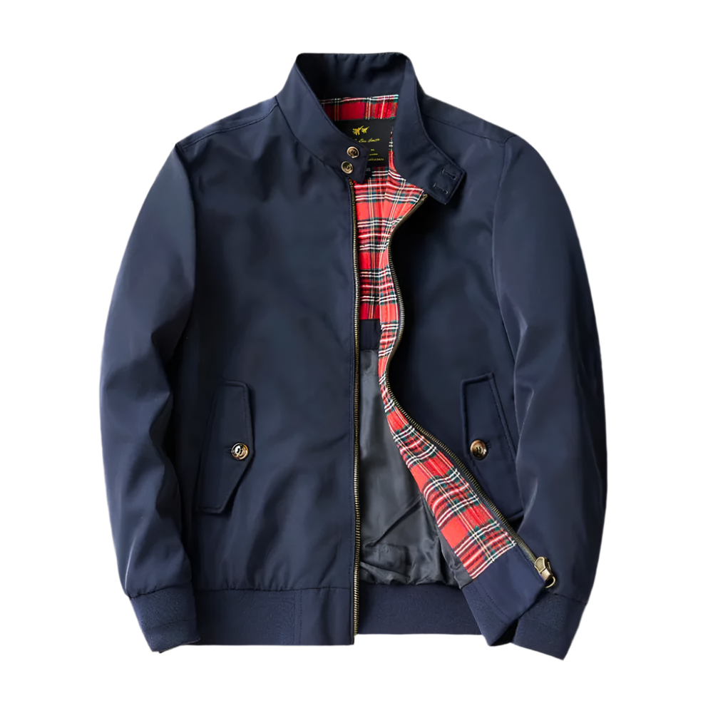 Alessio – Heren Harrington Jas met Klassieke Pasvorm in Marineblauw