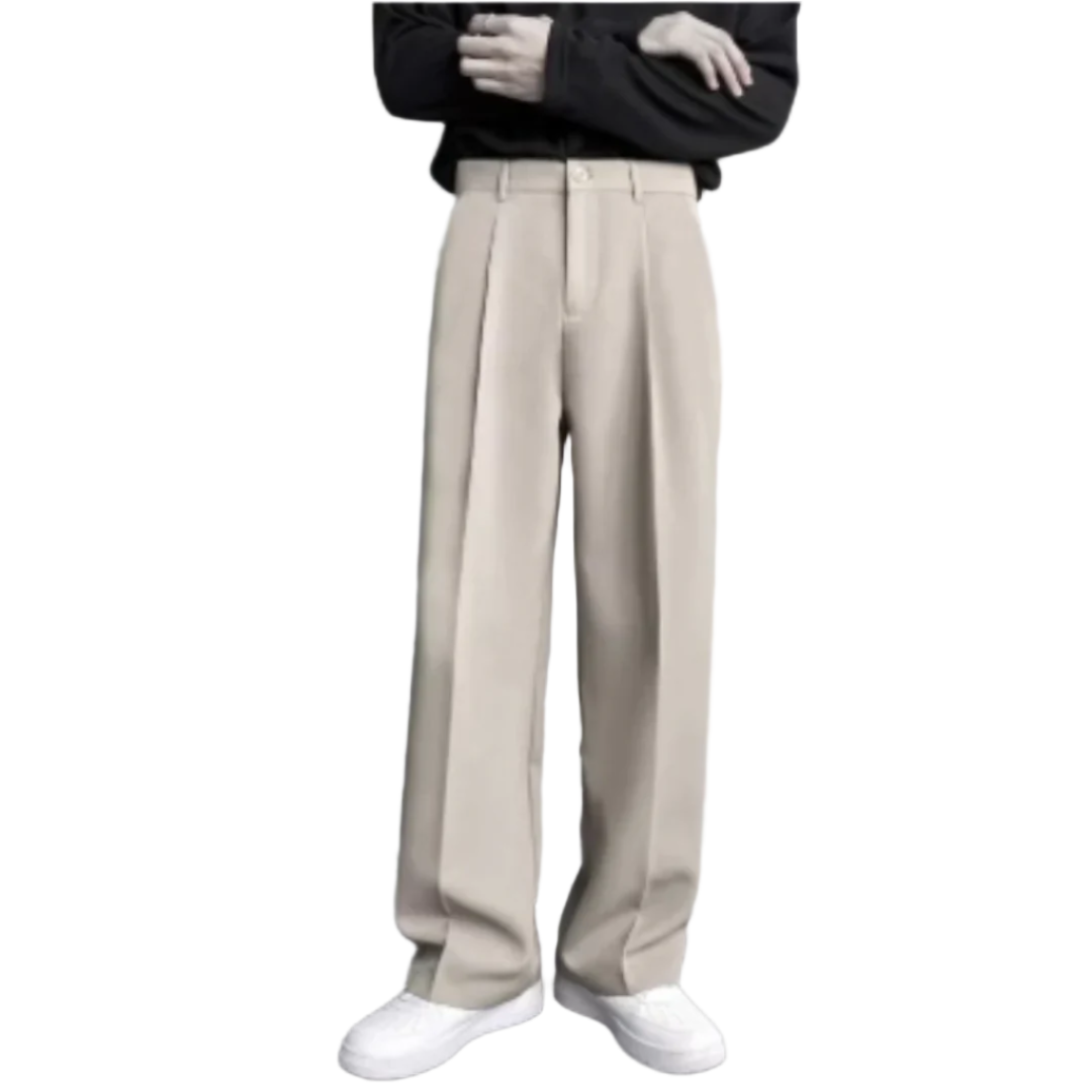 Luca – Plissé Herenpantalon in Beige, Wit en Zwart