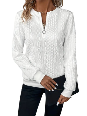 Carmina – Klassieke kabelgebreide trui met moderne ritssluiting