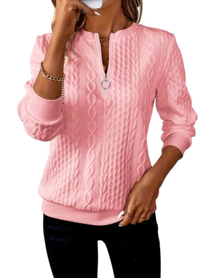 Carmina – Klassieke kabelgebreide trui met moderne ritssluiting