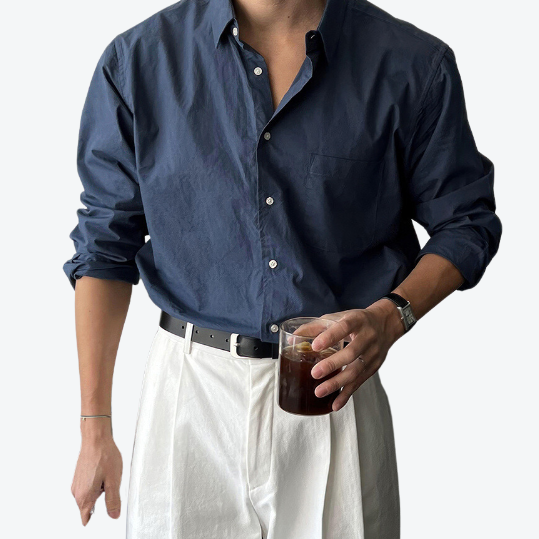 Luca – Heren Overhemd met Lange Mouwen en Borstzak in Relaxed Fit