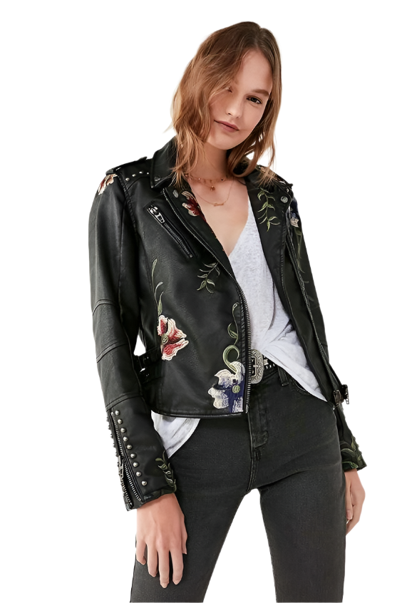 Alessia – Studded Damesjas van Imitatieleer met Bloemenborduursels