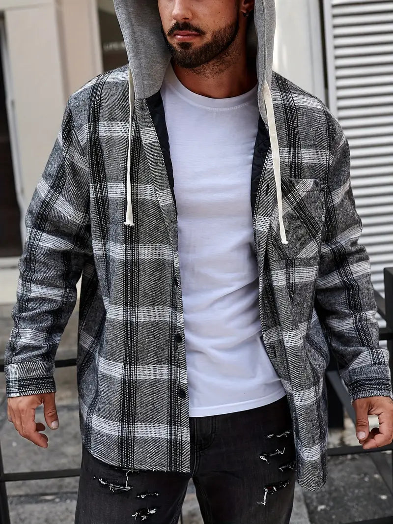 Lorenzo – Veelzijdig Geruite Heren Overhemdjas met Capuchon