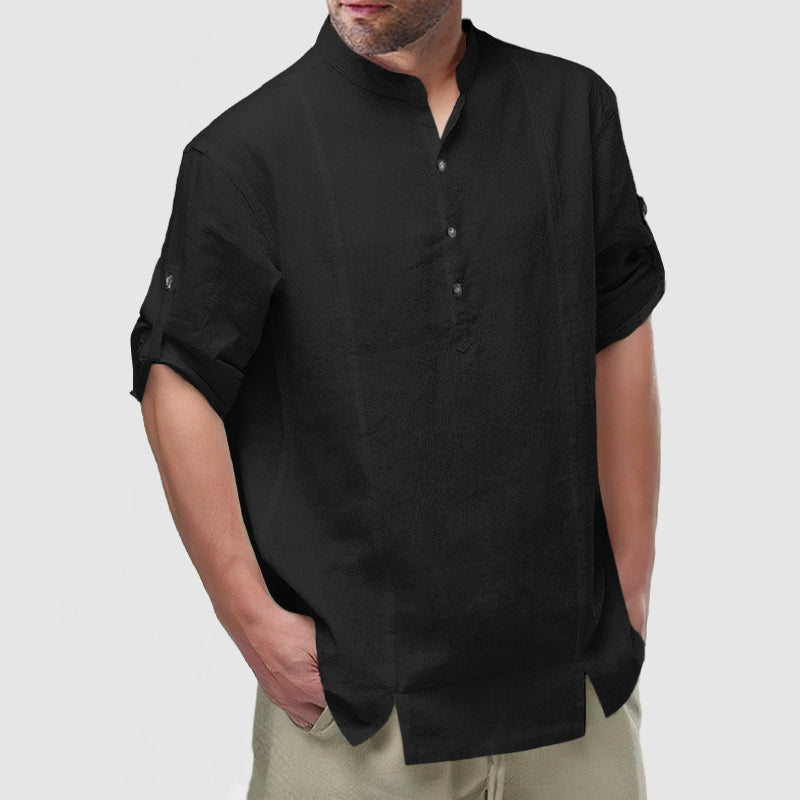 DavideFontana Heren mouw Henley shirt