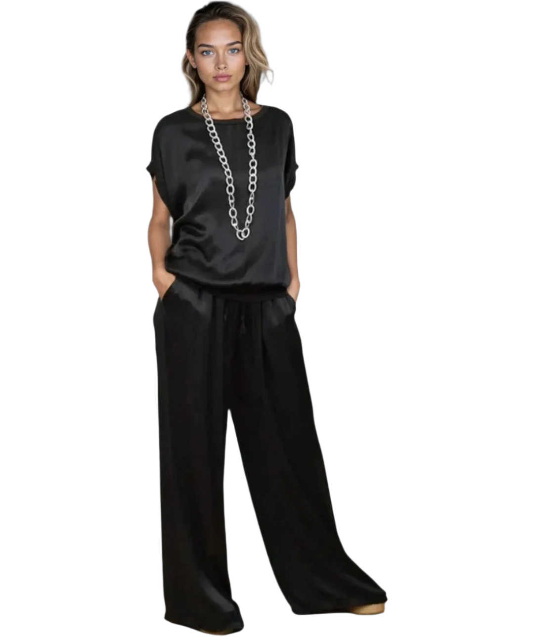 Isabella – Satijnzachte Dames Loungewear Set met Trekkoord Broek
