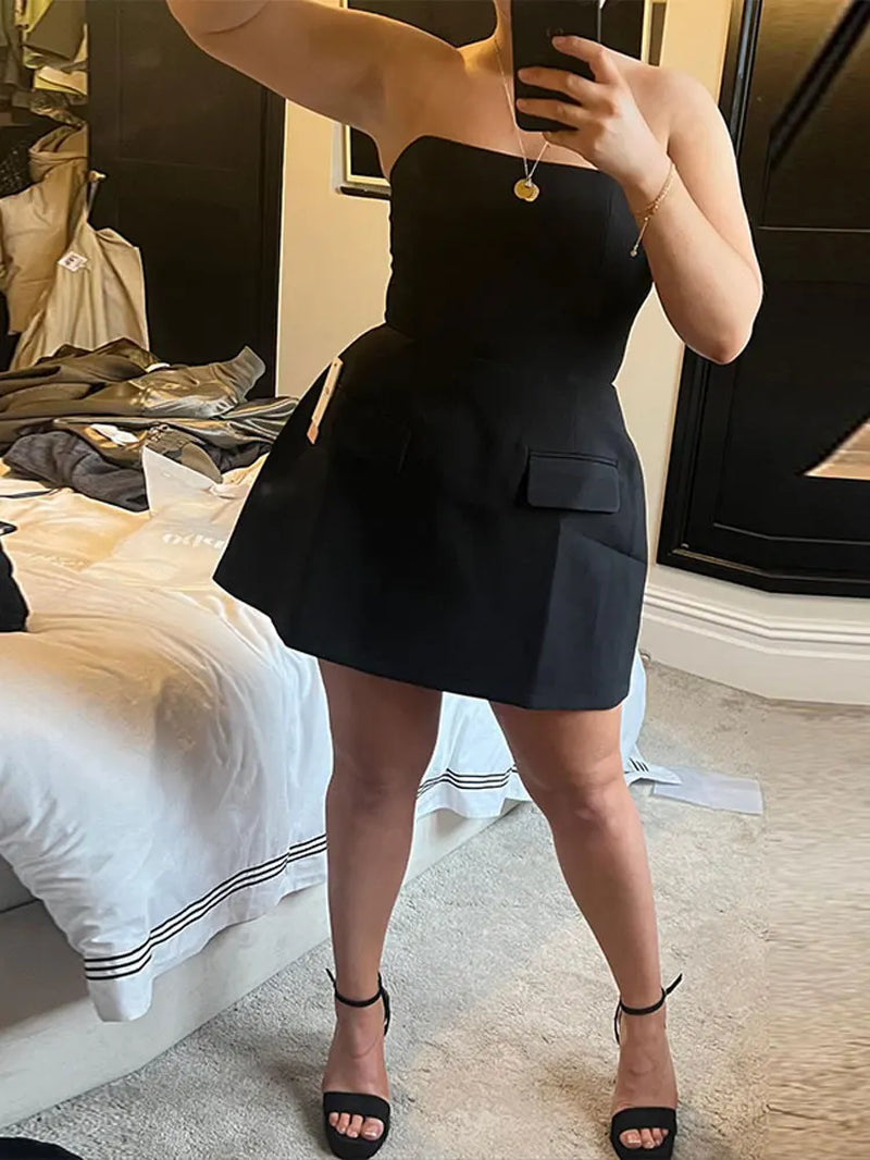 TascaElegante Strapless Zakken Jurk