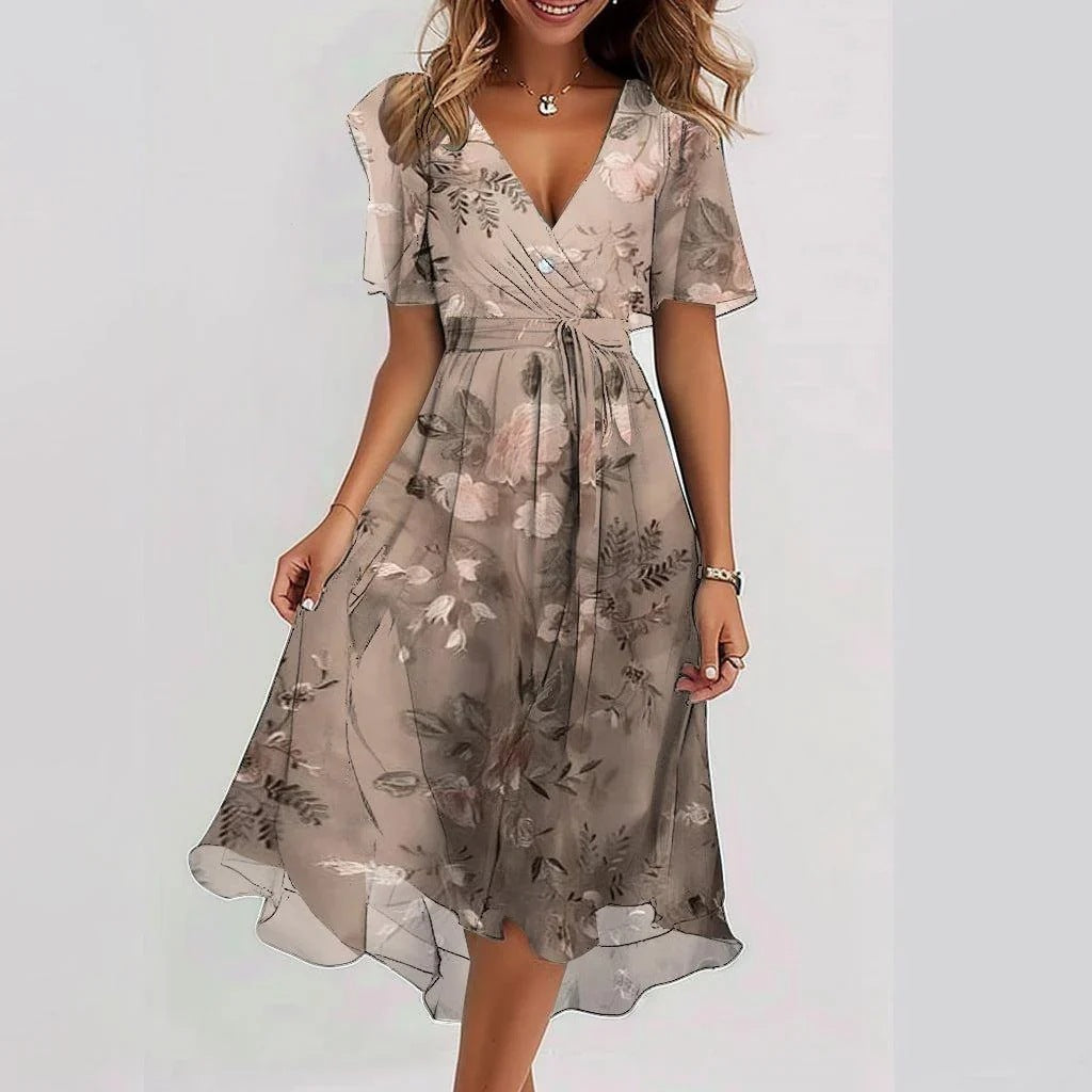 Isabella – Chiffon Zomerjurk met Bloemenprint voor Dames