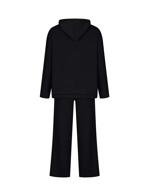 ElenaForte Geribde Gebreide Hoodie Set Voor Dames