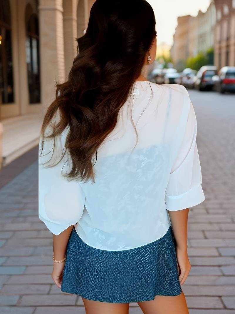 Sofia – Open Voorzijde Dames Blouse voor de Lente