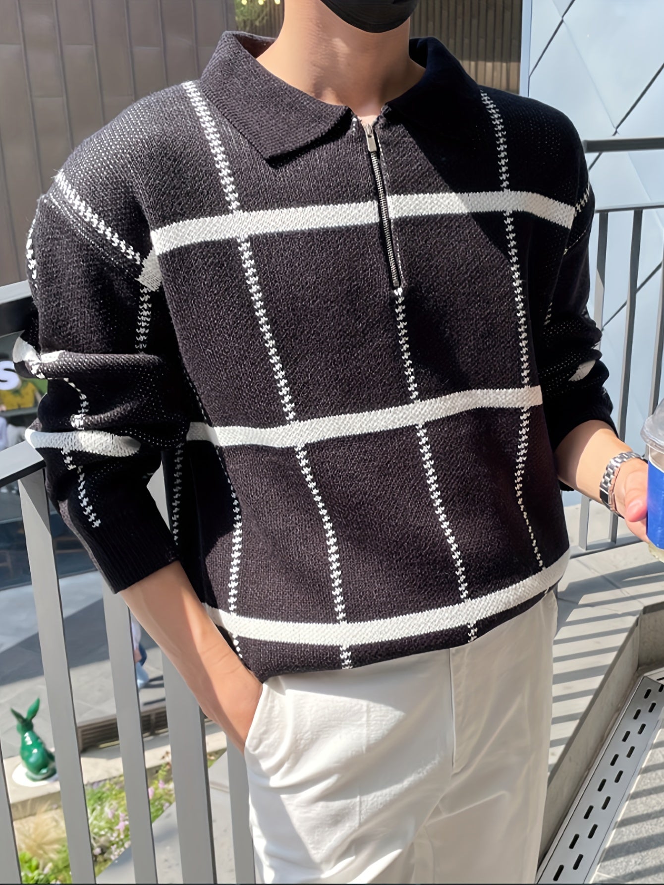 Lorenzo – Half-Zip Geruite Herentrui