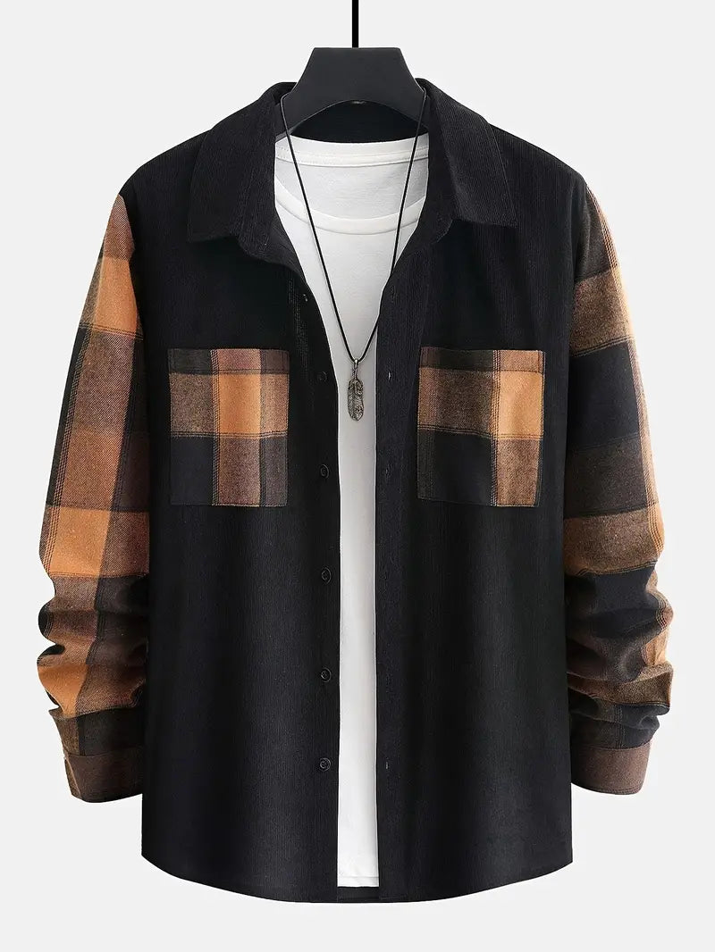 Matteo – Geruite Herenoverhemd van Katoen met Borstzakken