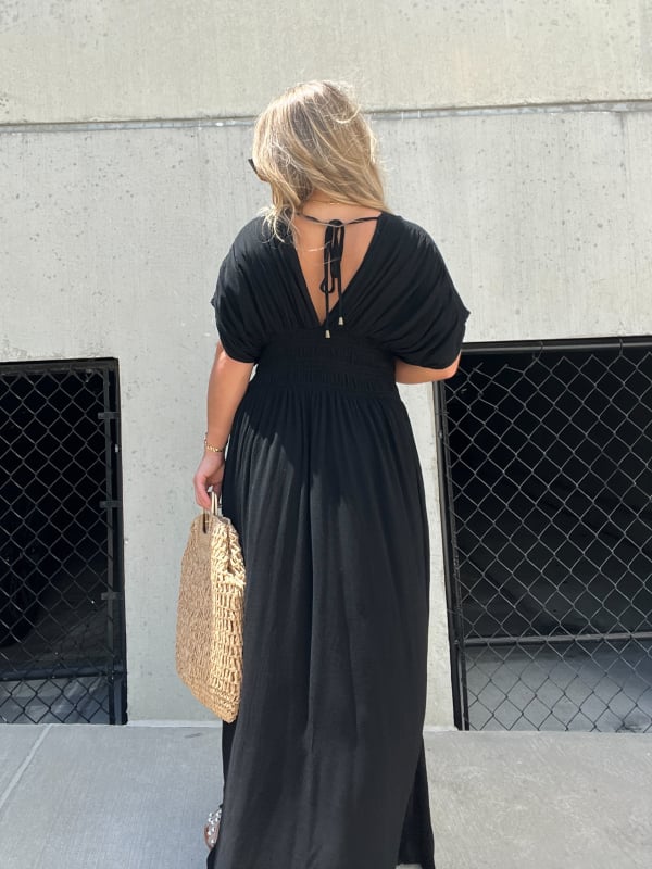 MiaRossi™ Casual stijl, V-hals met split ultralange jurk