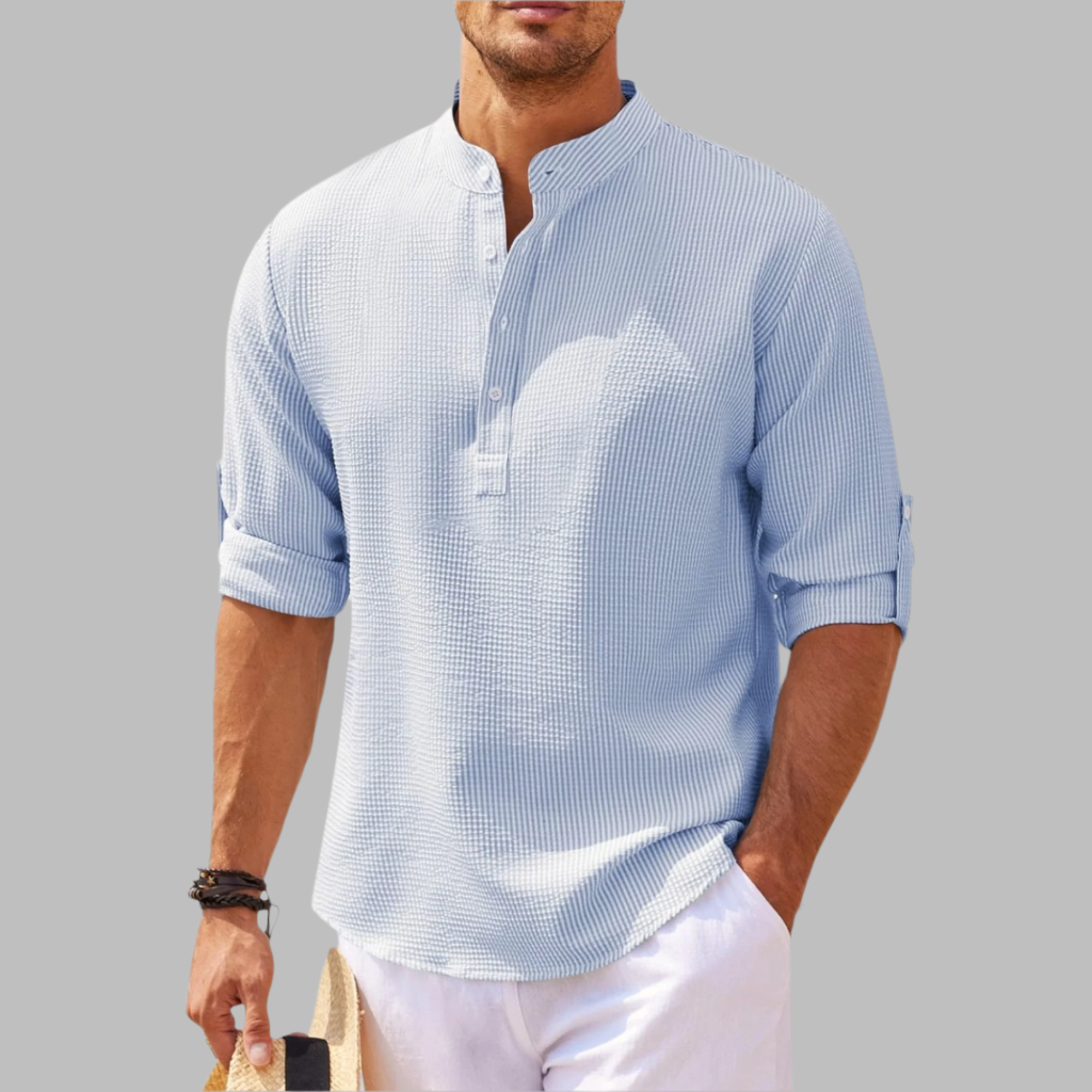 LucaMoretti katoen-linnen heren shirt met lange mouwen