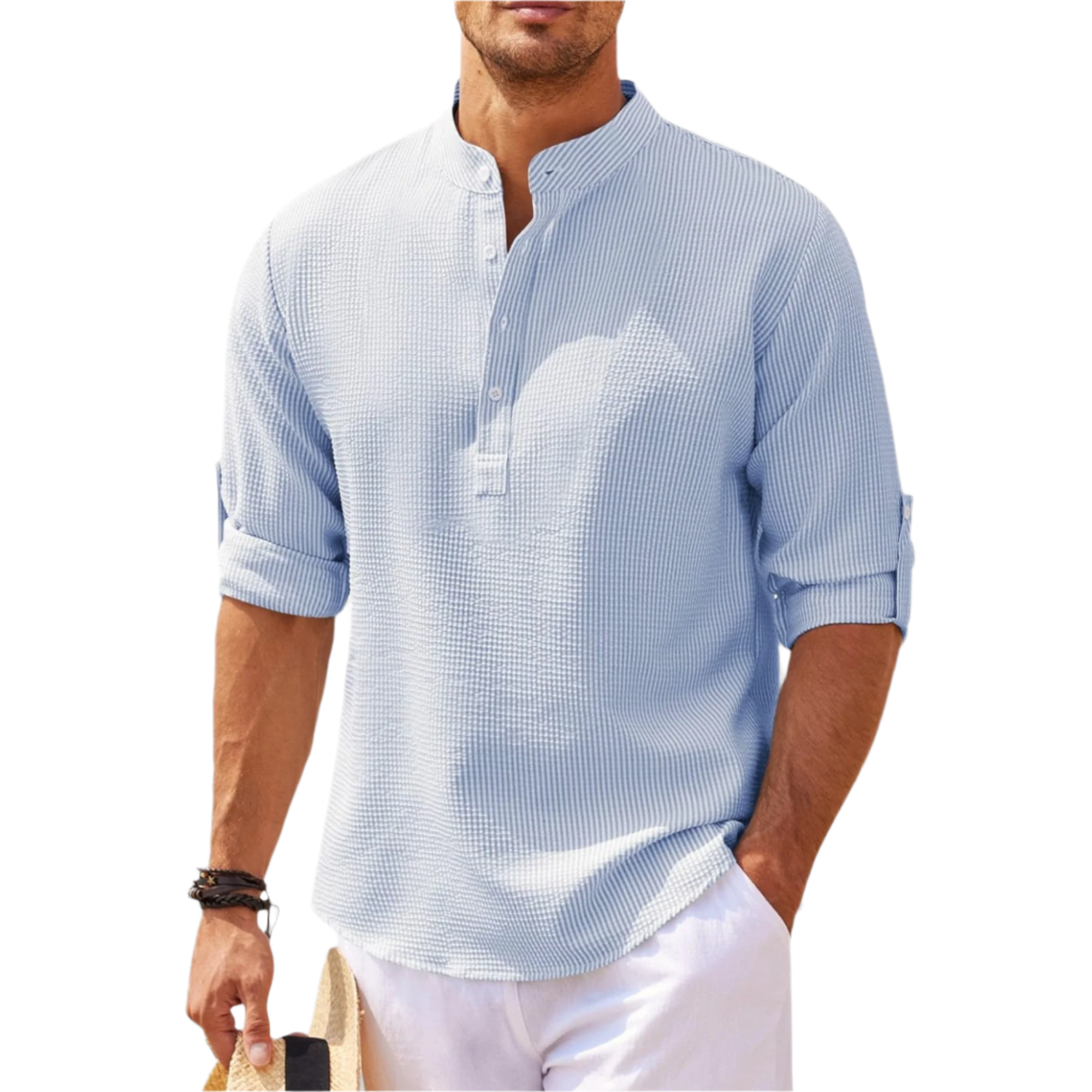 LucaMoretti katoen-linnen heren shirt met lange mouwen