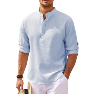 LucaMoretti katoen-linnen heren shirt met lange mouwen