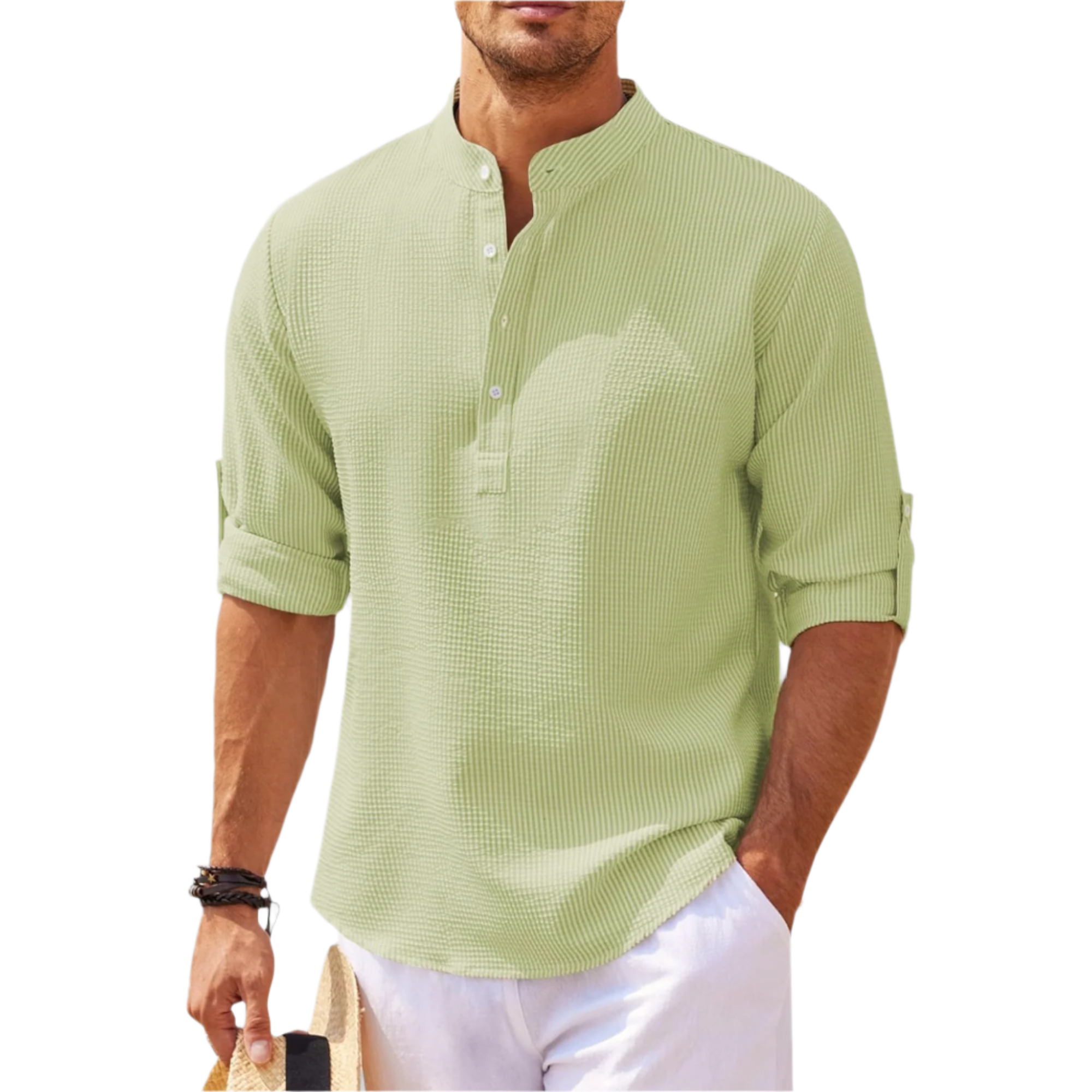 LucaMoretti katoen-linnen heren shirt met lange mouwen