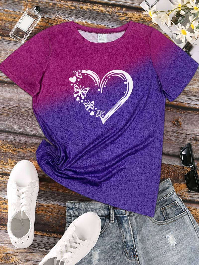 Élodie – Dames T-Shirt met Vlinderhart Print