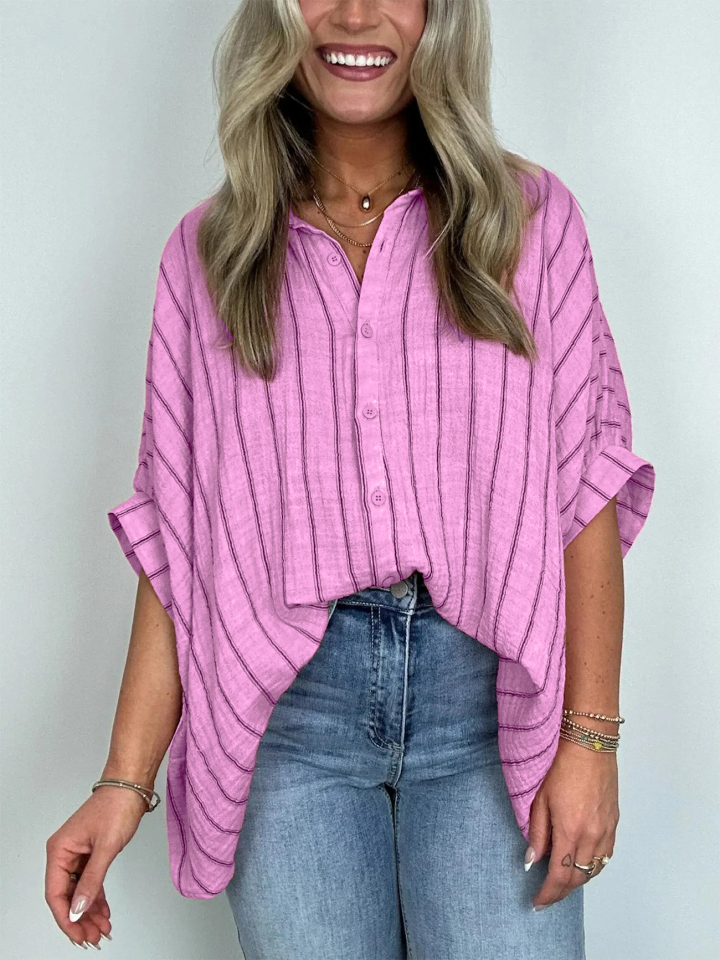GiulioCaruso Oversized Gestreepte Button Down Top