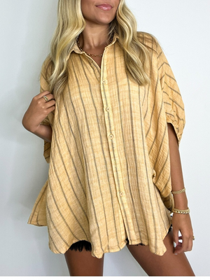 GiulioCaruso Oversized Gestreepte Button Down Top