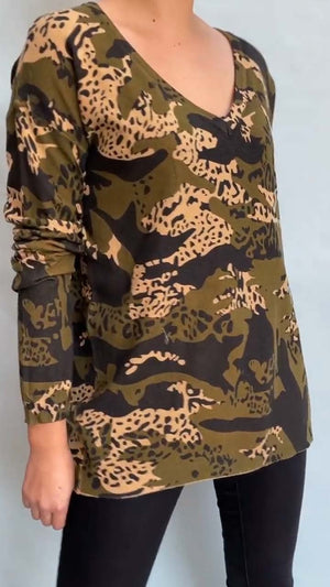 LuciaRicci Luipaardprint Top met Lange Mouwen
