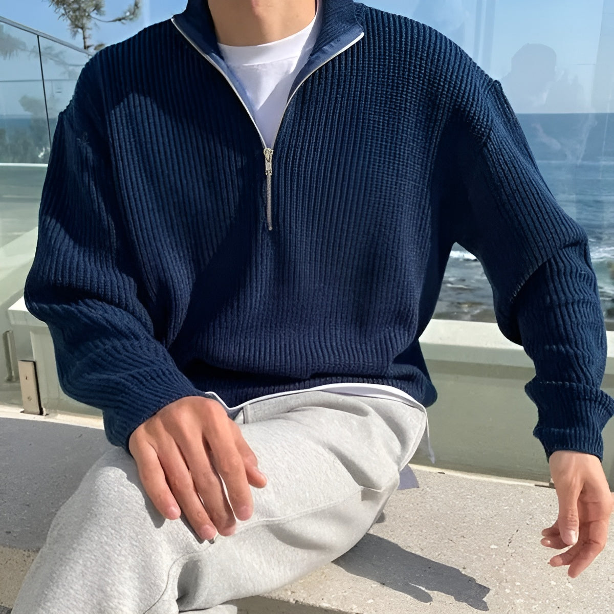 Morbello – Tijdloze Half-Zip Trui voor Heren