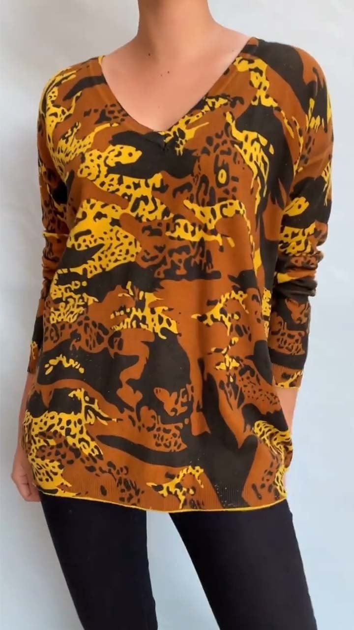 LuciaRicci Luipaardprint Top met Lange Mouwen