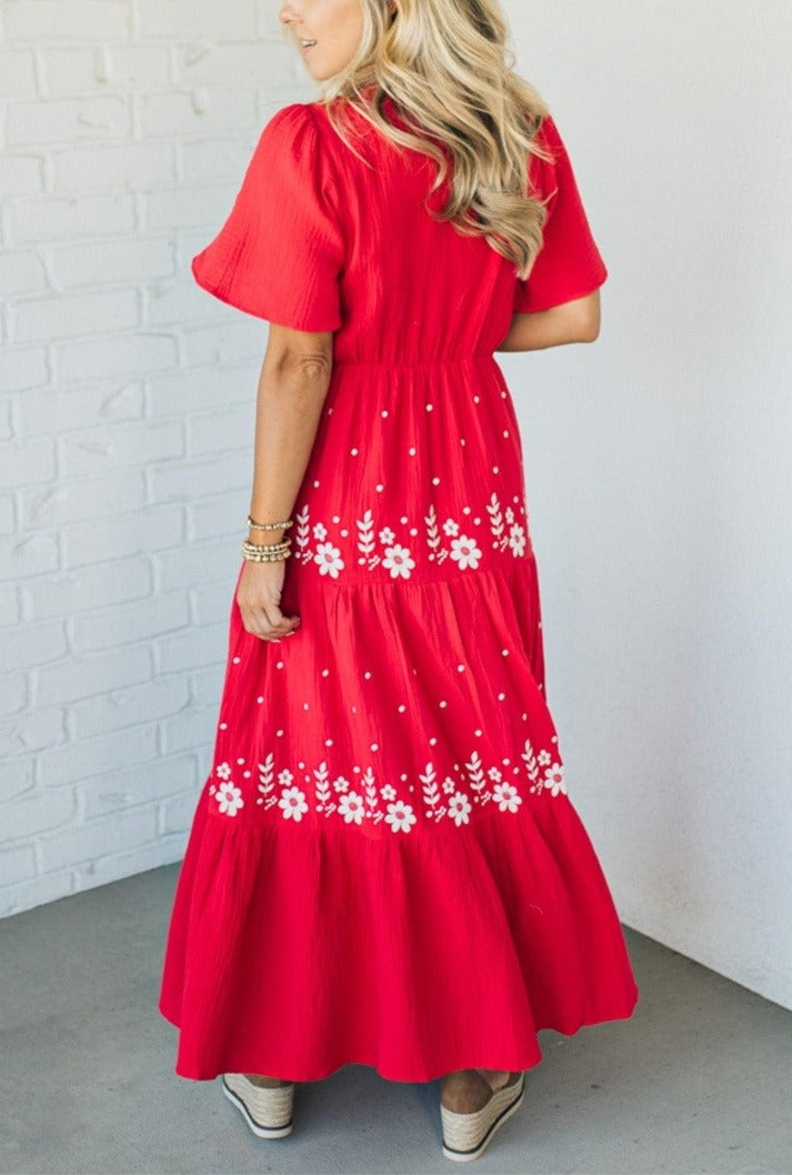 ClaudiaFontana Vrouwen V-Hals Boho Maxi Jurk