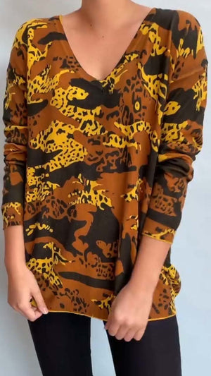 LuciaRicci Luipaardprint Top met Lange Mouwen