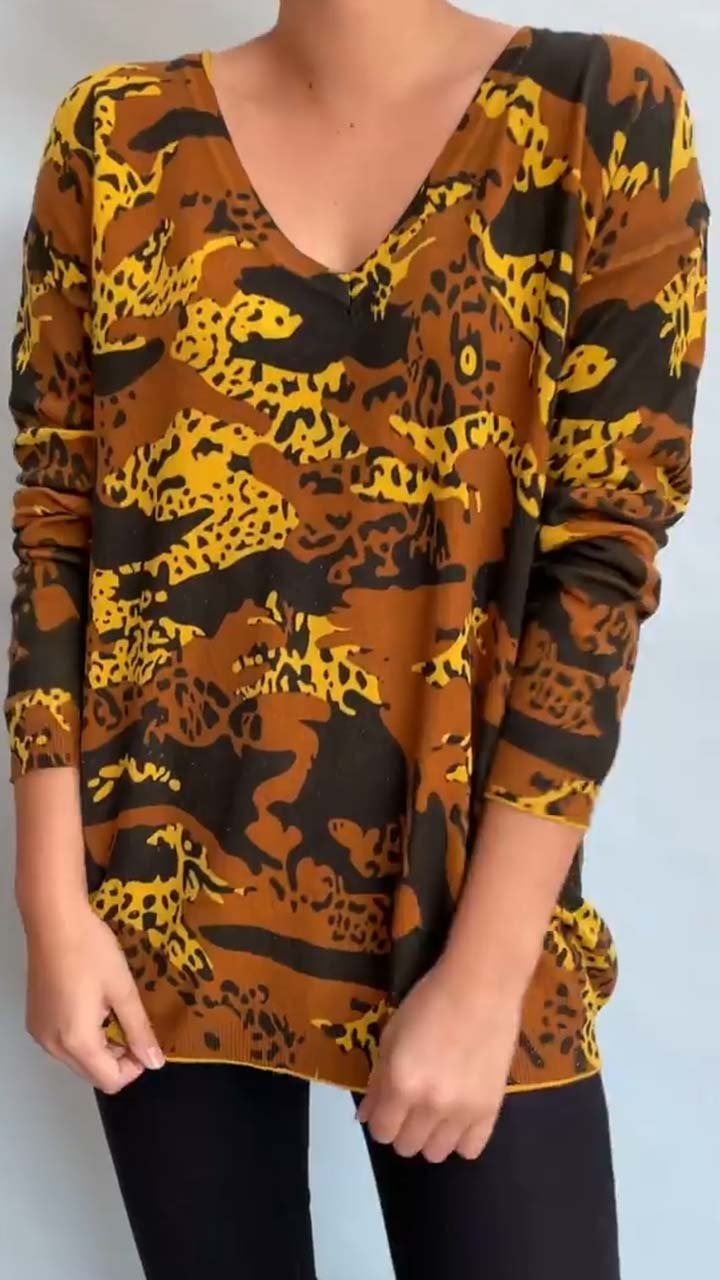 LuciaRicci Luipaardprint Top met Lange Mouwen