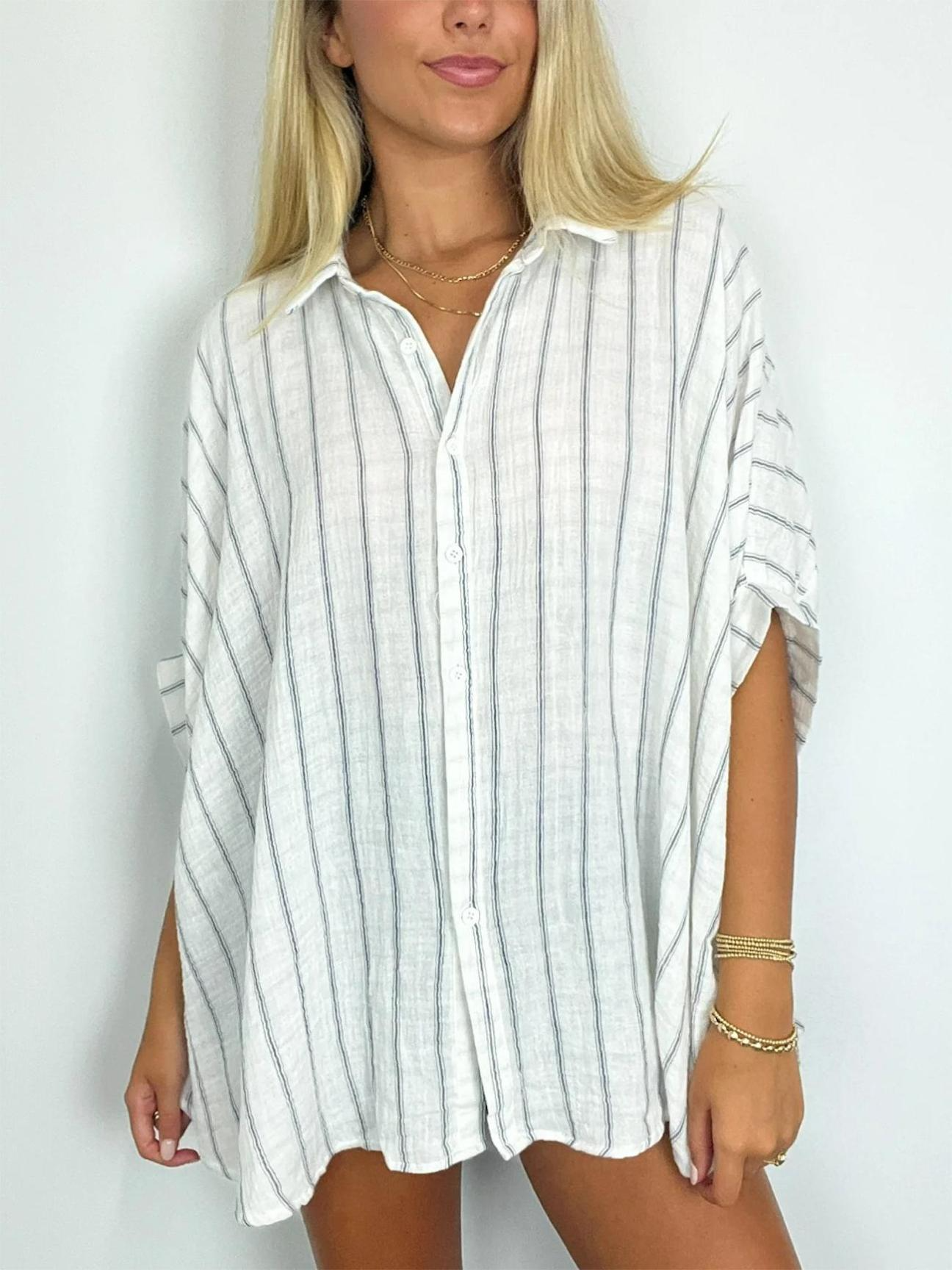 GiulioCaruso Oversized Gestreepte Button Down Top