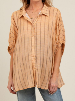 GiulioCaruso Oversized Gestreepte Button Down Top