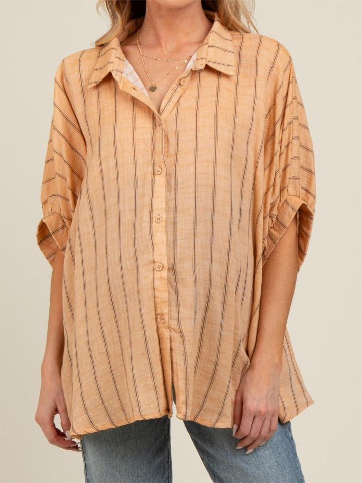 GiulioCaruso Oversized Gestreepte Button Down Top